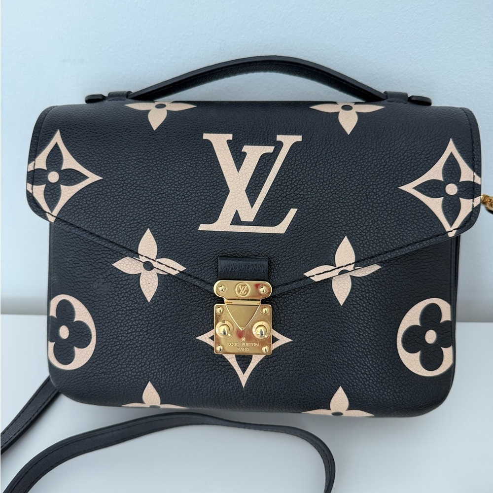 Louis Vuitton Black and Tan Crossbody Bag with Monogram